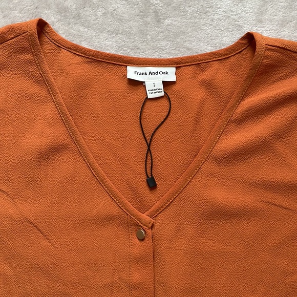 Frank & Oak Blouse Burt orange peplum button up S - Picture 2 of 6